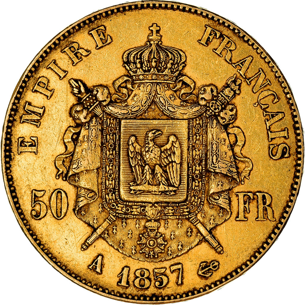Moneta, Francja, Napoleon III, Napoléon III, 50 Francs, 1857, Paris, EF(40-45)