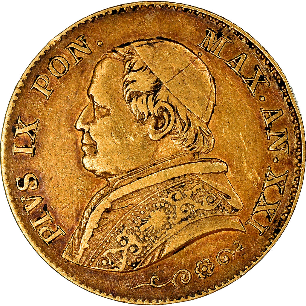 Moneta, DEPARTAMENTY WŁOSKIE, PAPAL STATES, Pius IX, 20 Lire, 1866, Rome