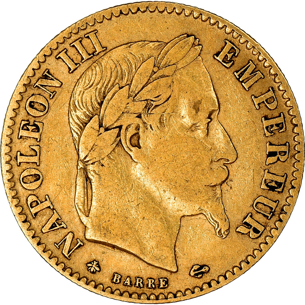 Moneta, Francja, Napoleon III, 10 Francs, 1864, Paris, VF(30-35), Złoto