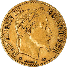 Moneta, Francja, Napoleon III, 10 Francs, 1864, Paris, VF(30-35), Złoto