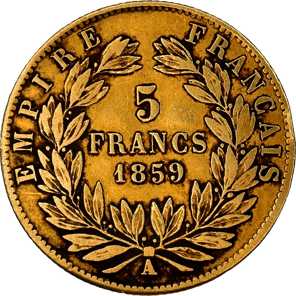 Munten, Frankrijk, Napoleon III, Napoléon III, 5 Francs, 1859, Paris, FR, Goud