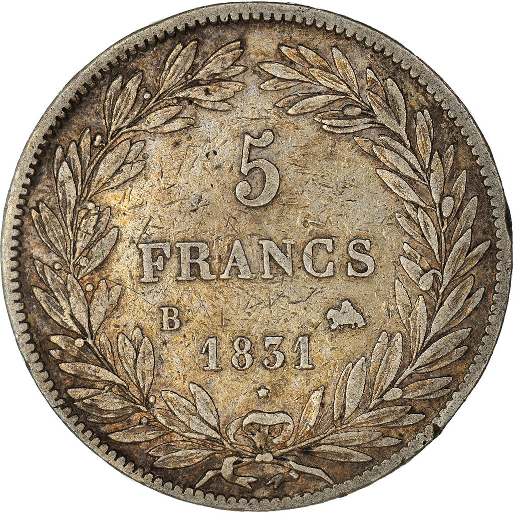 Coin, France, Louis-Philippe, 5 Francs, 1831, Rouen, VF(20-25), Silver