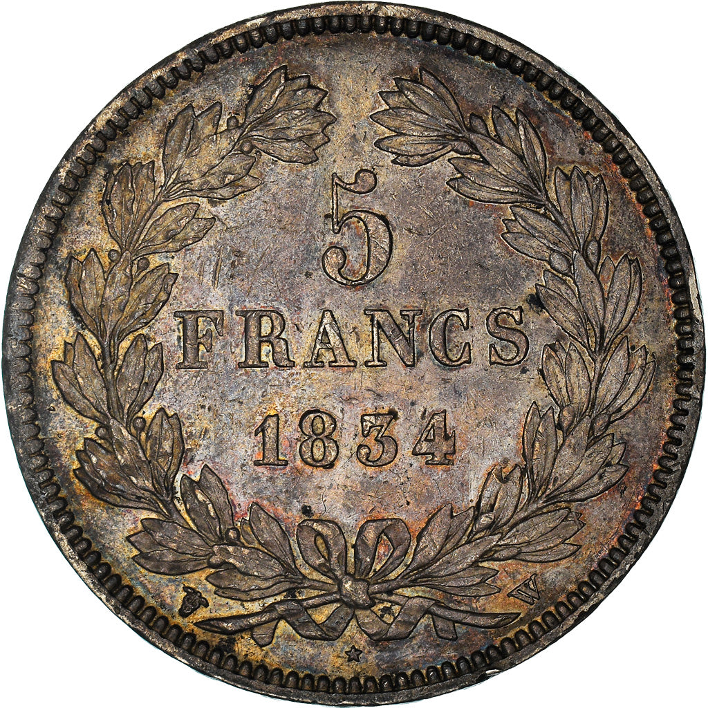 Munten, Frankrijk, Louis-Philippe, 5 Francs, 1834, Lille, ZF+, Zilver