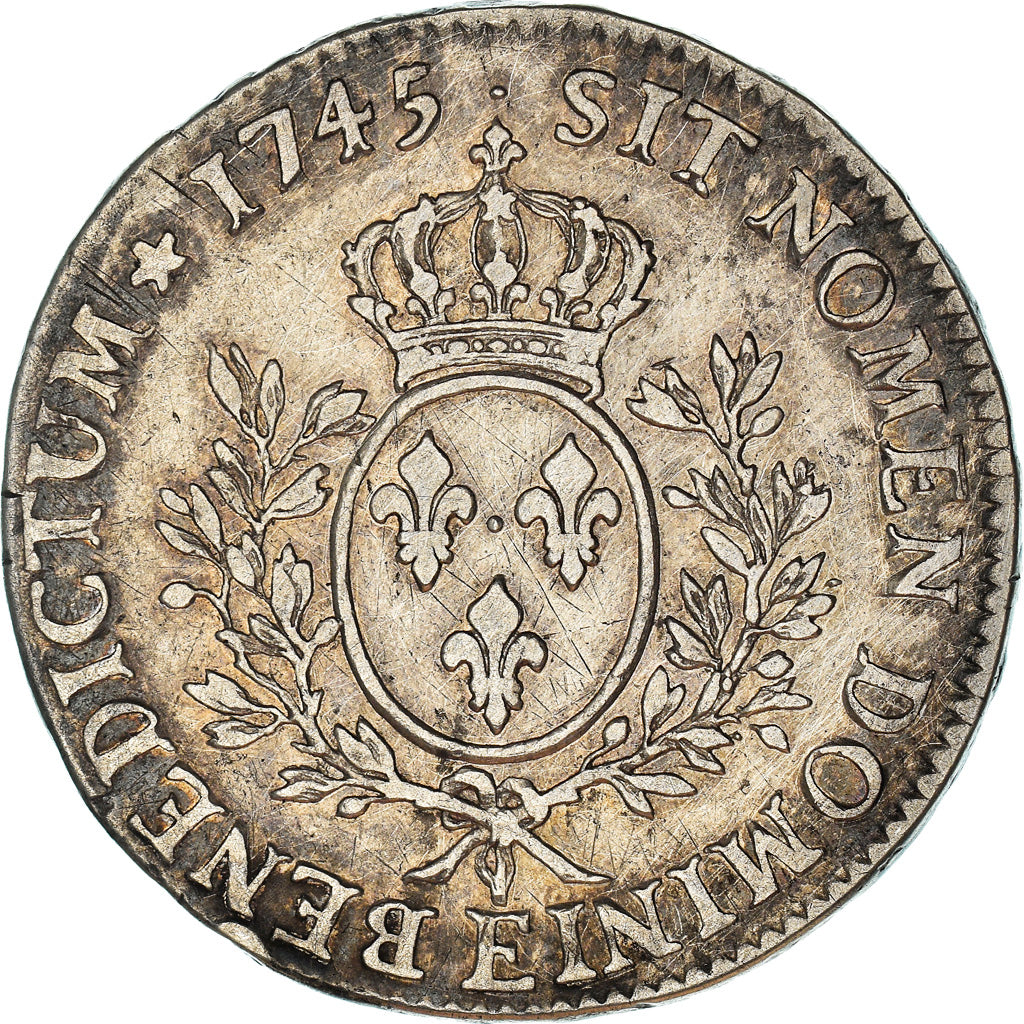 Moneta, Francja, Louis XV, Écu au bandeau, Ecu, 1745, Tours, VF(30-35), Srebro