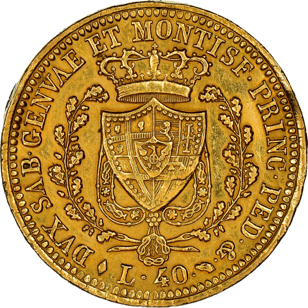 Moneta, STATI ITALIANI, SARDINIA, Carlo Felice, 40 Lire, 1825, Torino, BB, Oro