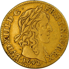 Moneta, Francia, Louis XIII, 1/2 Louis d'or, 1642, Paris, BB, Oro, Gadoury:57