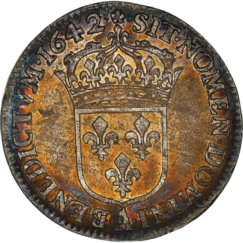 France, Louis XIII, 1/12 Ecu, 1642, Paris, 2ème poinçon de Warin, Argent, TTB