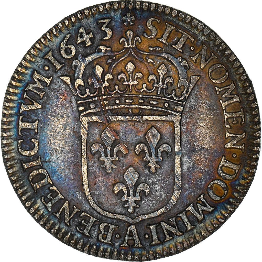 Monnaie, France, Louis XIII, 1/12 Ecu, 1643, Paris, 2ème poinçon de Warin