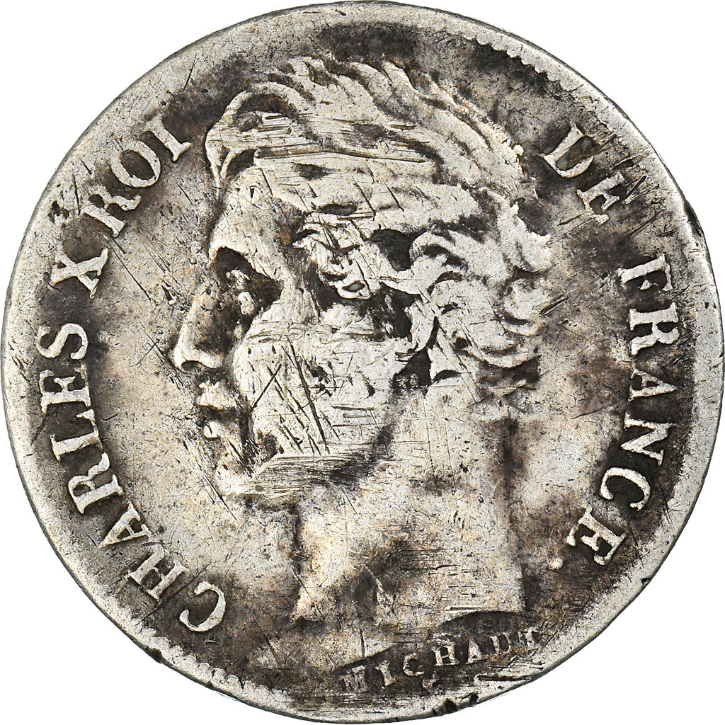 Moneta, Francia, Charles X, 1/2 Franc, 1830, Bordeaux, MB+, Argento, KM:723.7