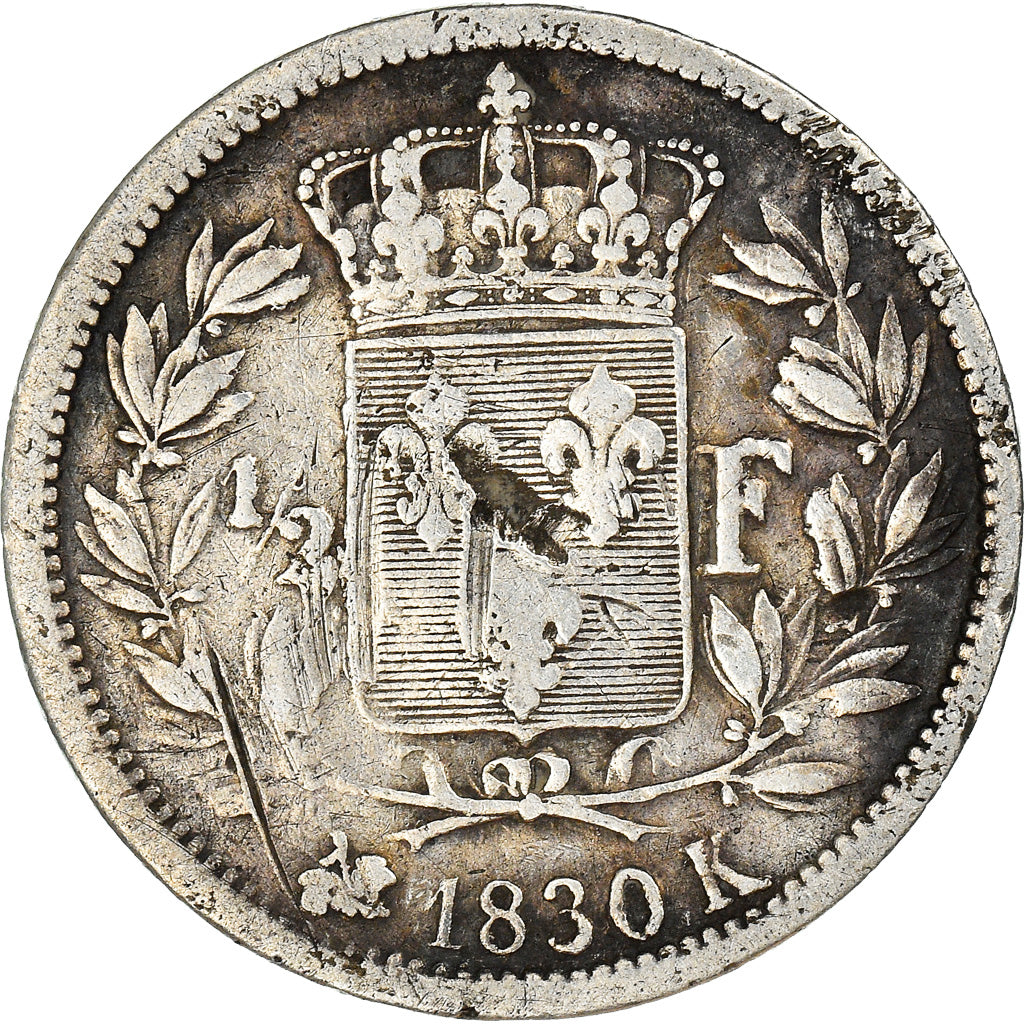 Moneta, Francia, Charles X, 1/2 Franc, 1830, Bordeaux, MB+, Argento, KM:723.7
