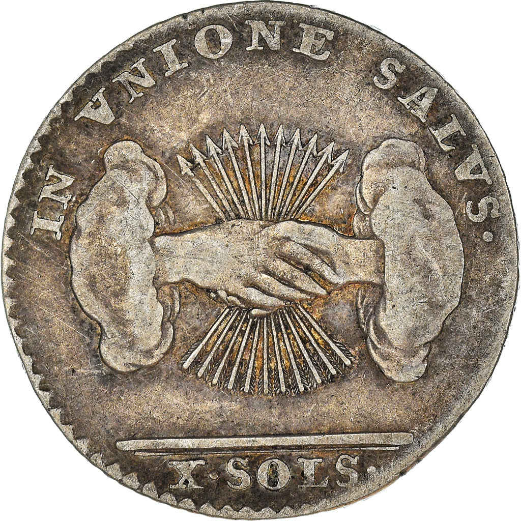 Coin, AUSTRIAN NETHERLANDS, 10 Sols, 10 Stuivers, 1790, Brussels, AU(50-53)