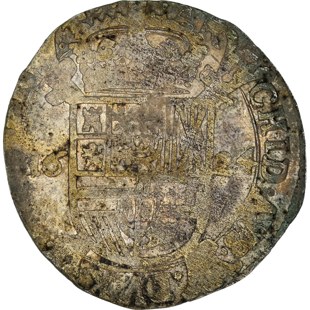 Moneda, Países Bajos españoles, Philip IV, Escalin, 1624, Anvers, BC+, Plata