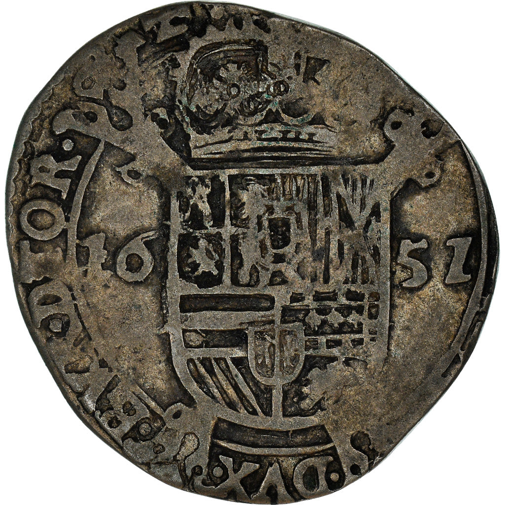 Coin, Spanish Netherlands, TOURNAI, Philip IV, Escalin, 6 Sols, 1651, VF(20-25)