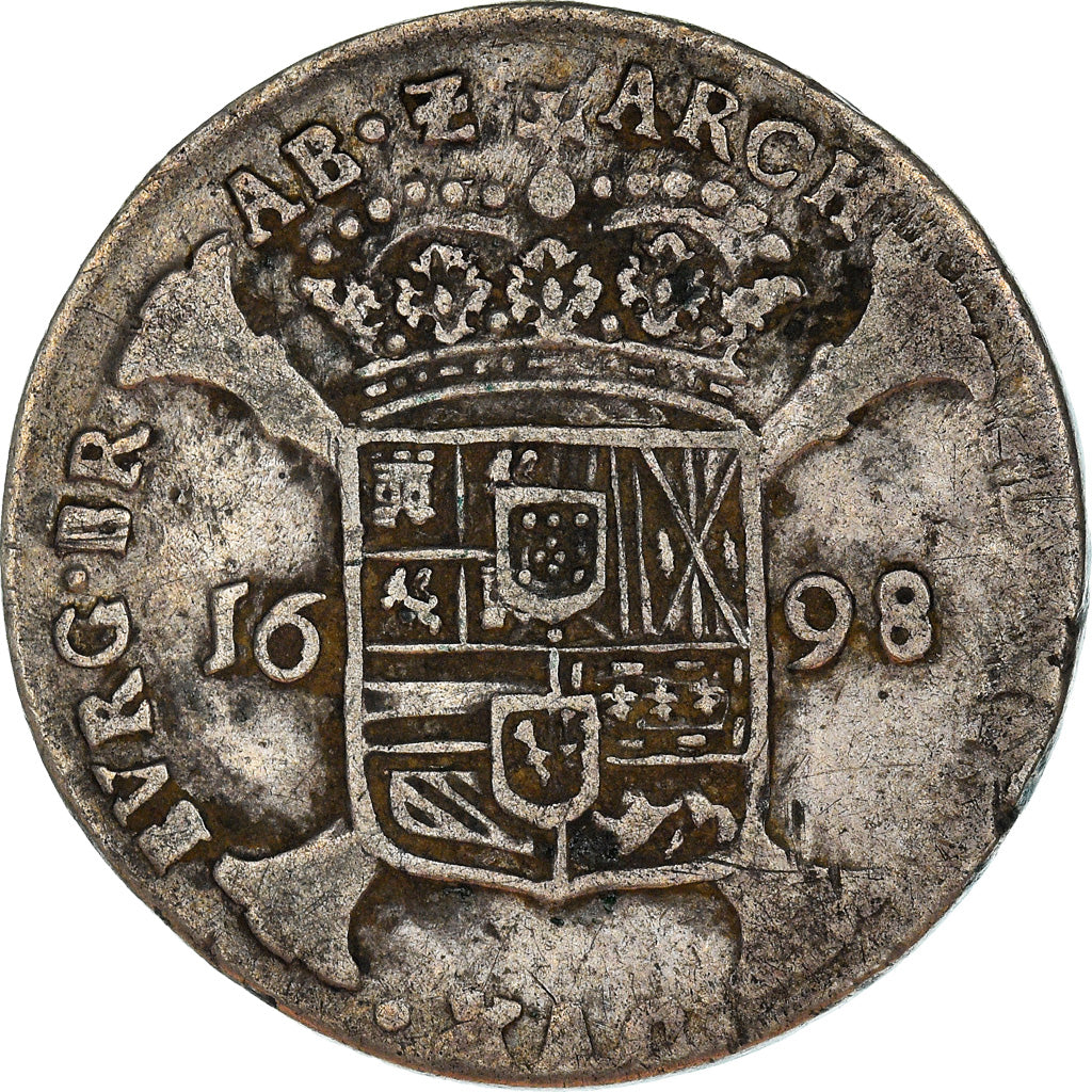 Moneda, Países Bajos españoles, BRABANT, Charles II, Escalin, 1698, Antwerp