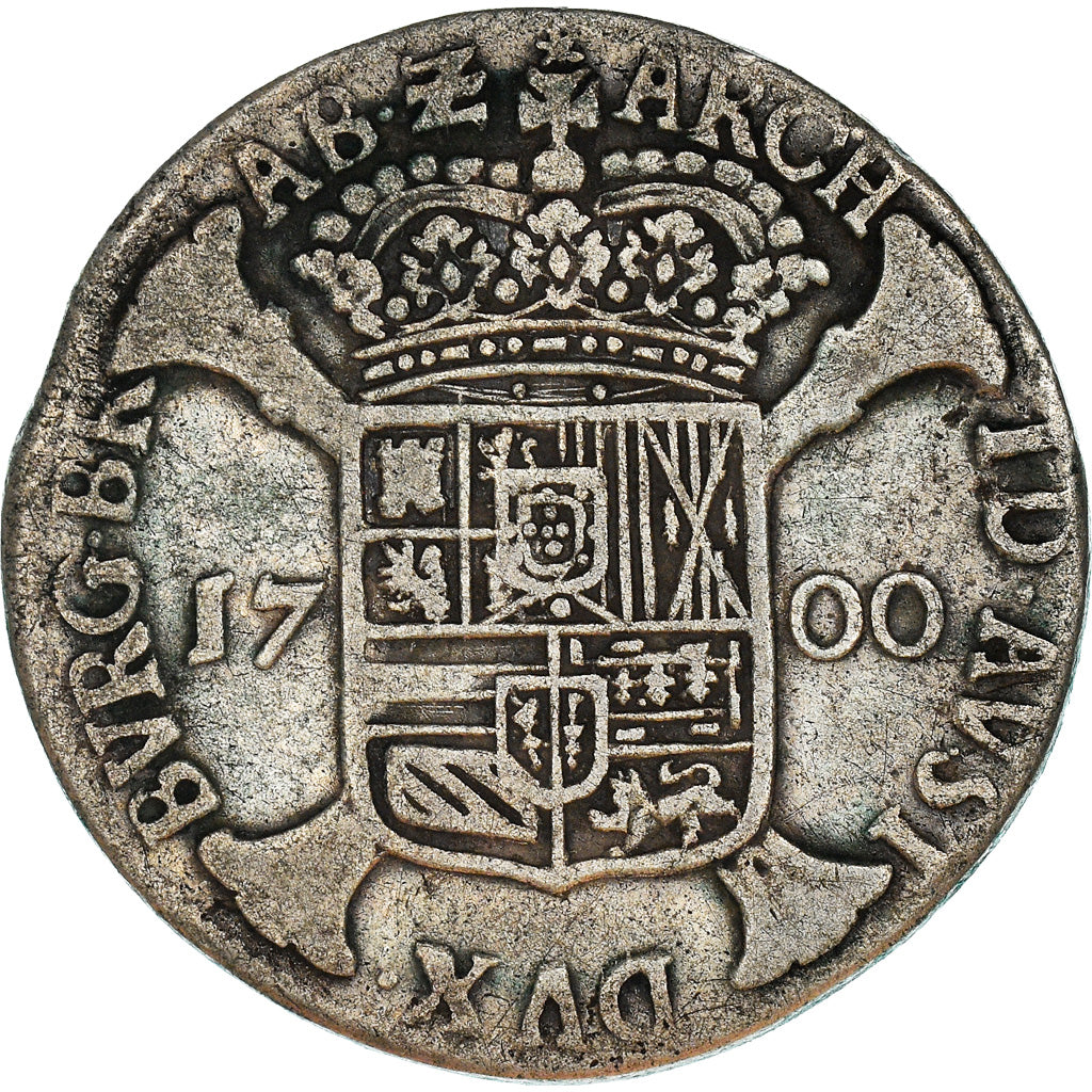 Monnaie, Pays-Bas espagnols, BRABANT, Charles II, Escalin, 1700, Anvers, B+