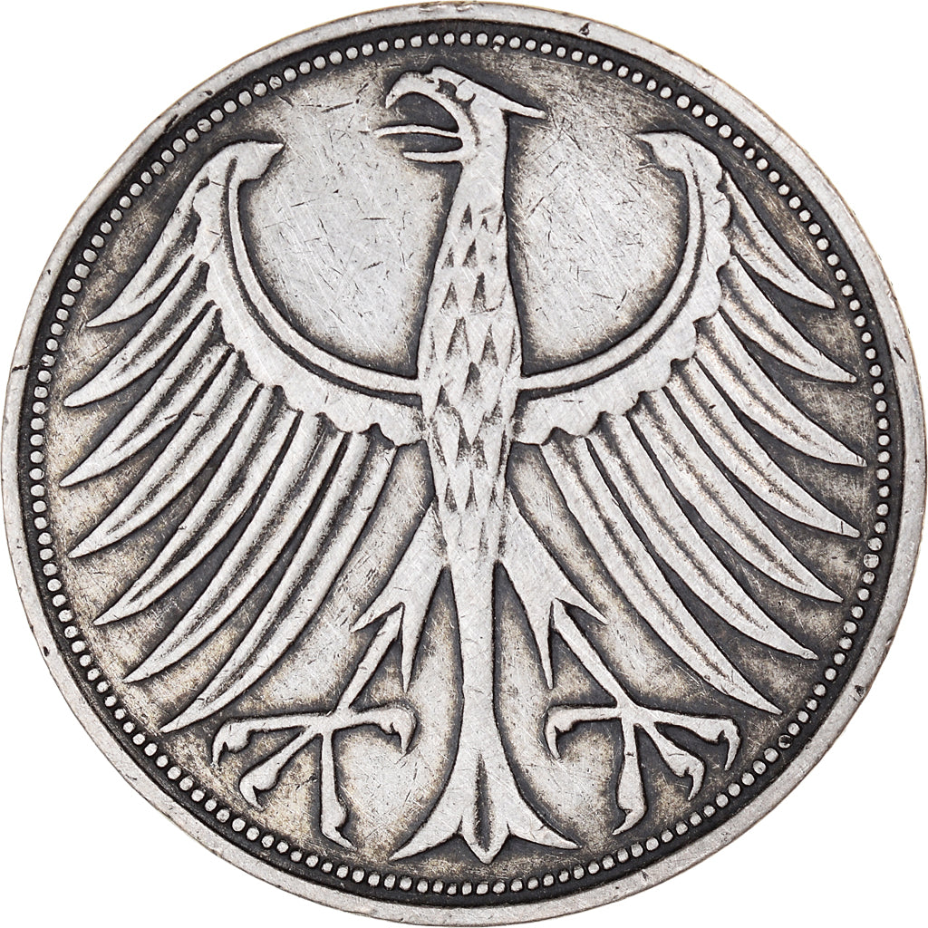 Coin, GERMANY - FEDERAL REPUBLIC, 5 Mark, 1951, Hambourg, EF(40-45), Silver