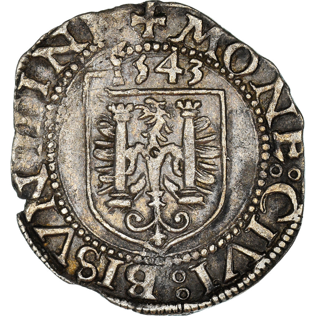 Moneta, STATI FRANCESI, Charles Quint, Carolus, 1543, Besançon, BB+, Argento