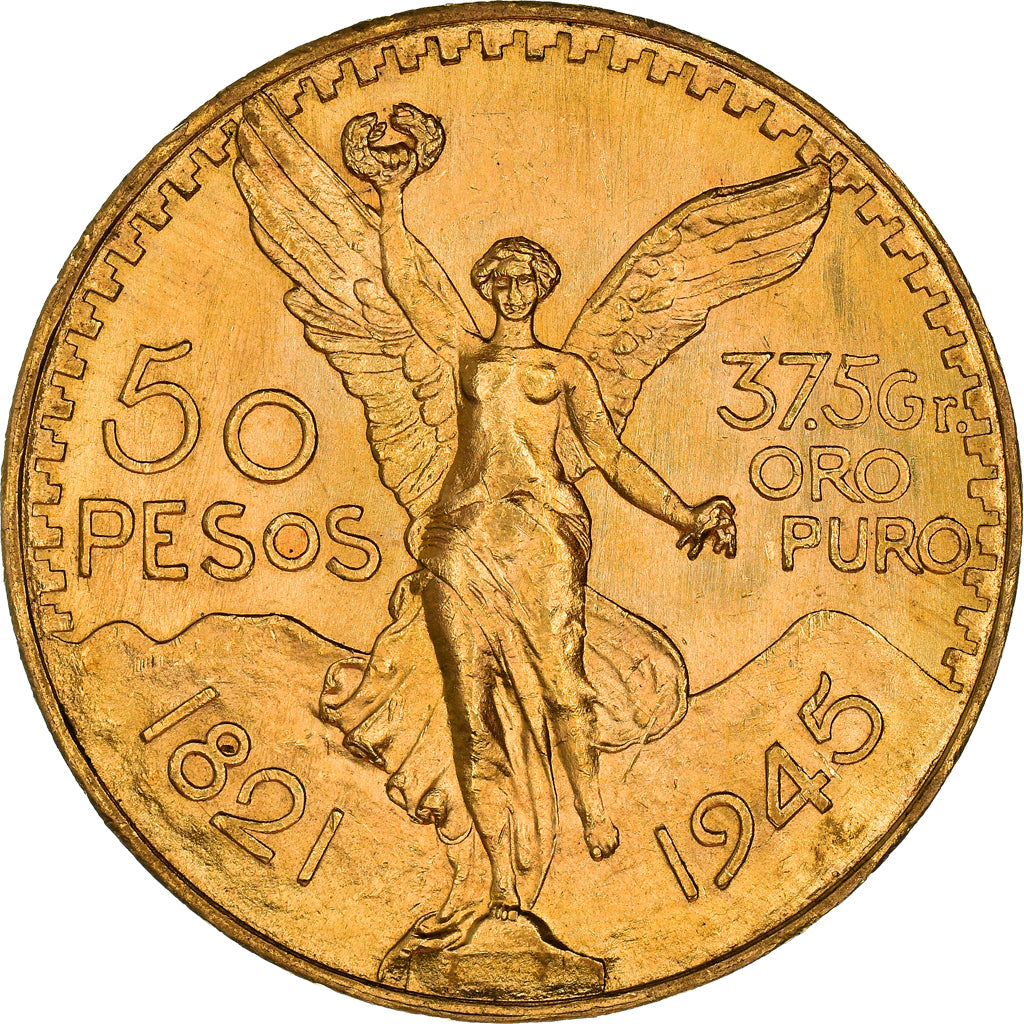 Coin, Mexico, 50 Pesos, 1945, Mexico City, AU(55-58), Gold, KM:481