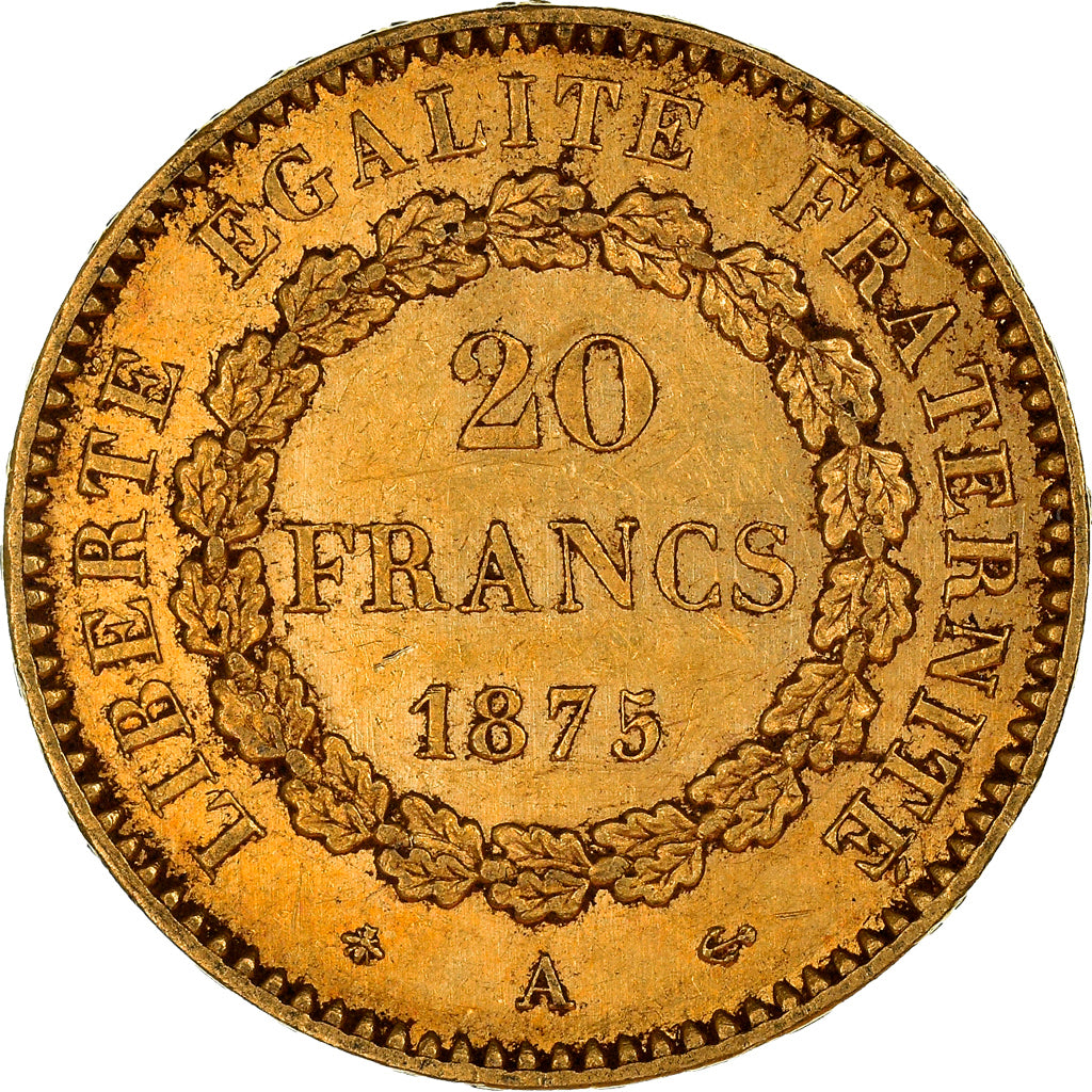 Moneta, Francia, Génie, 20 Francs, 1875, Paris, BB+, Oro, KM:825