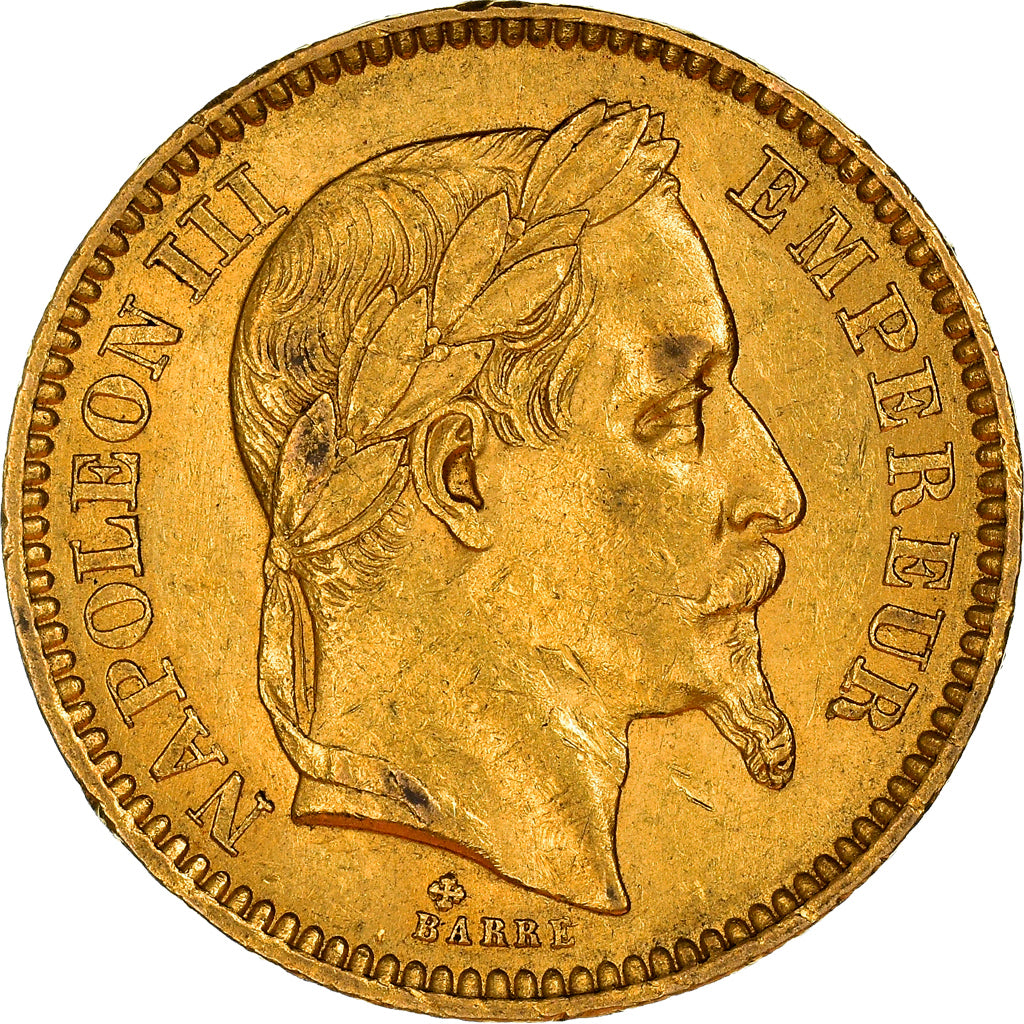 Coin, France, Napoléon III, 20 Francs, 1865, Strasbourg, AU(50-53), Gold