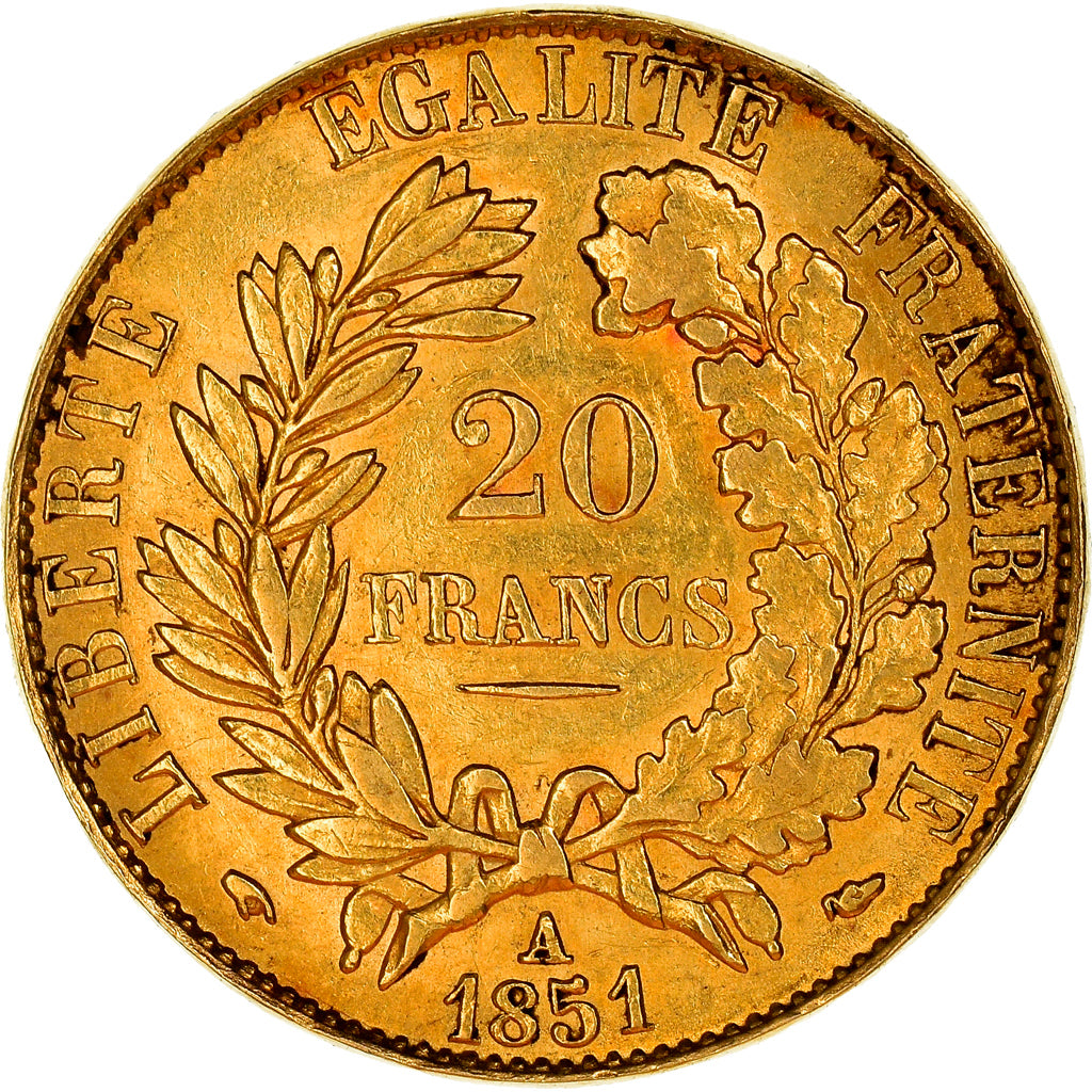 Coin, France, Cérès, 20 Francs, 1851, Paris, AU(50-53), Gold, KM:762