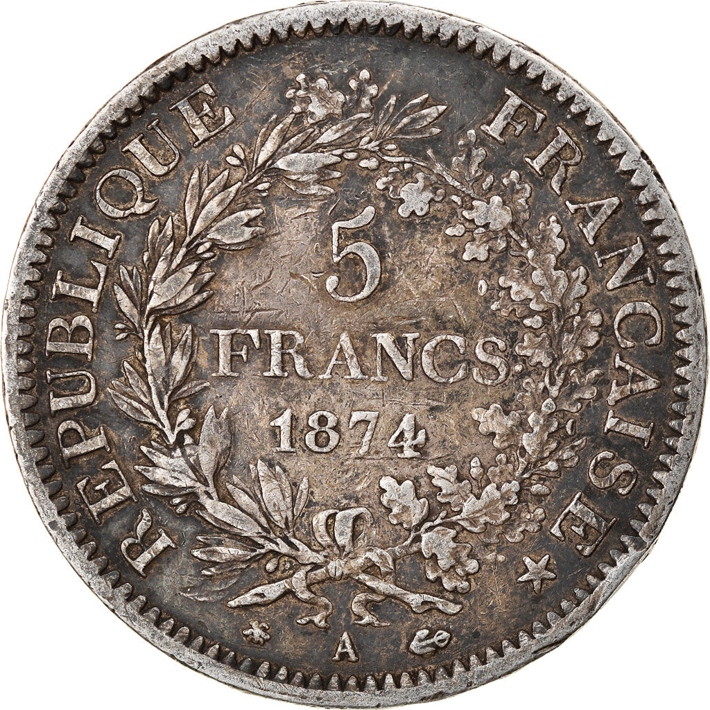 Coin, France, Hercule, 5 Francs, 1874, Paris, VF(30-35), Silver, KM:820.1