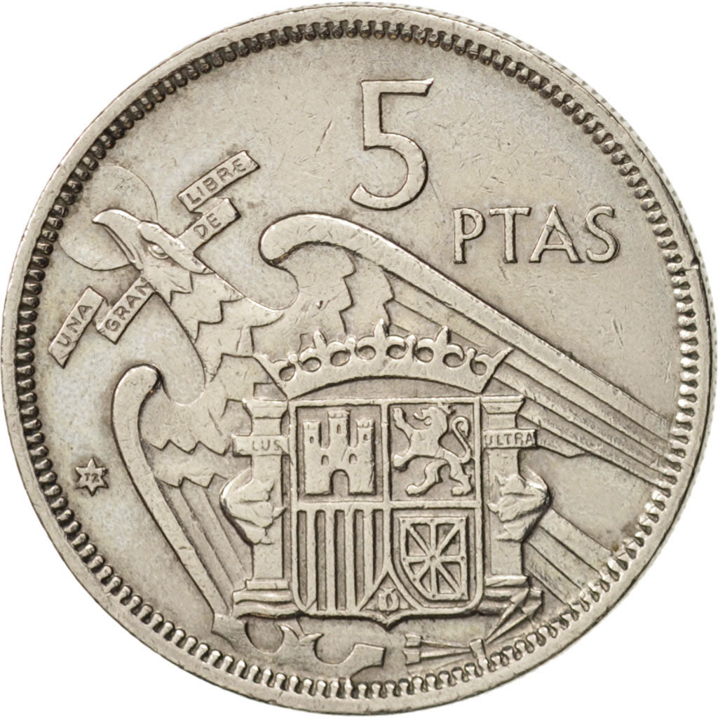 Spagna, Caudillo and regent, 5 Pesetas, 1972, BB, Rame-nichel, KM:786