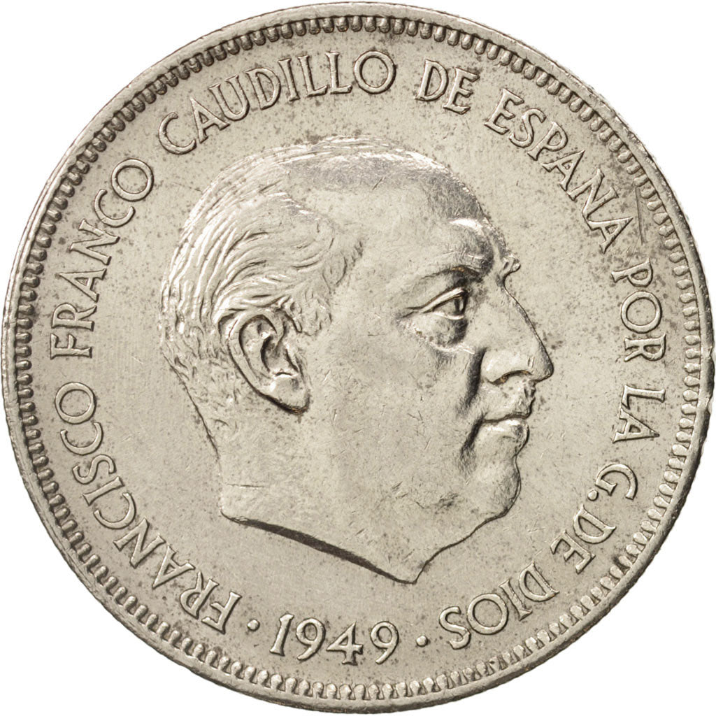 Spanien, Caudillo and regent, 5 Pesetas, 1949, MS(60-62), Nickel, KM:778