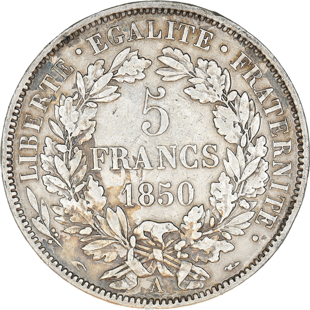 Coin, France, Cérès, 5 Francs, 1850, Paris, EF(40-45), Silver, KM:761.1