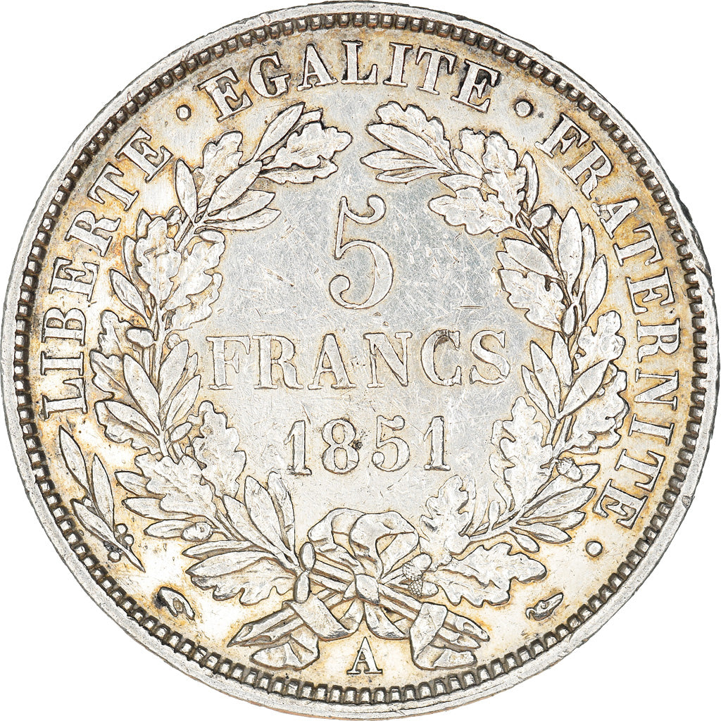 Moneta, Francia, Cérès, 5 Francs, 1851, Paris, BB, Argento, KM:761.1