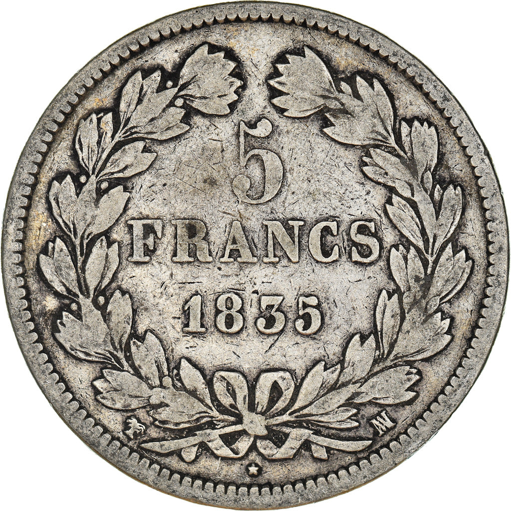 Monnaie, France, Louis-Philippe, 5 Francs, 1835, Marseille, TB, Argent