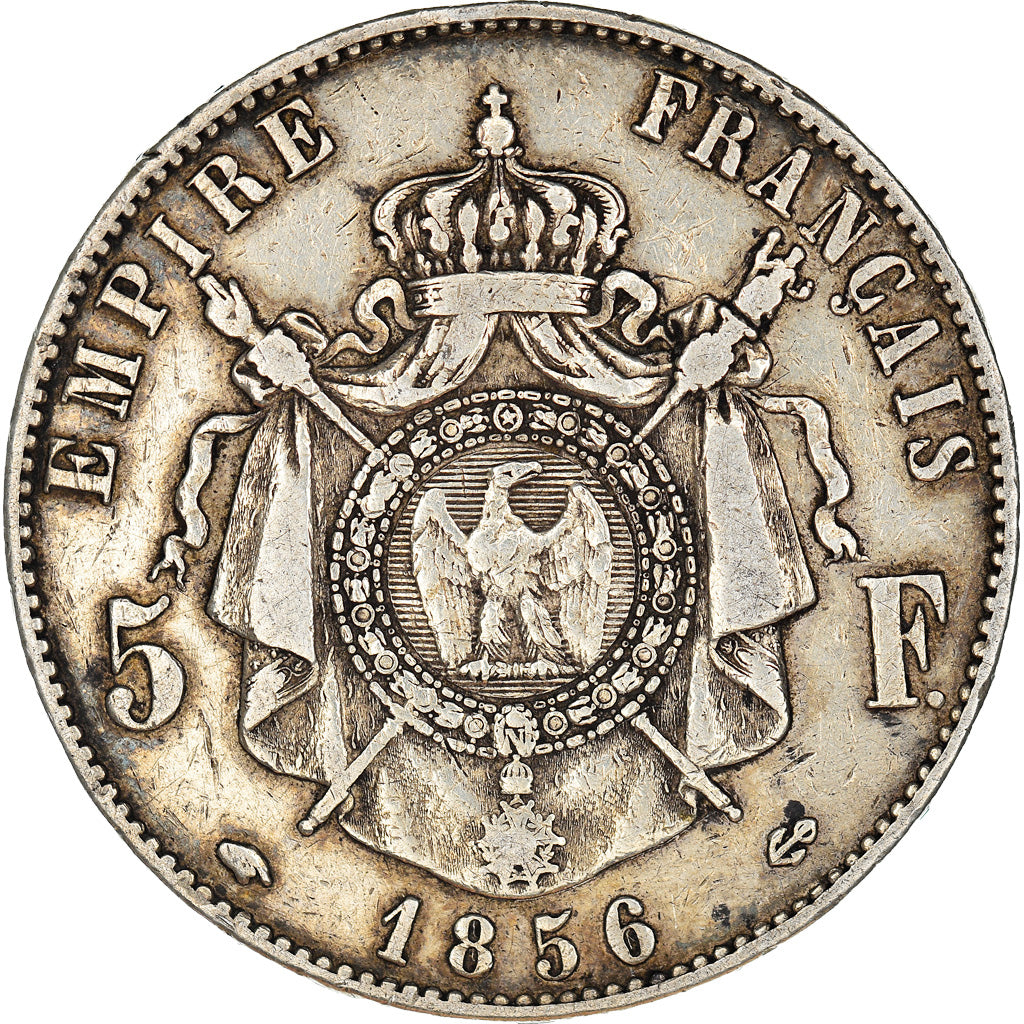 Moneta, Francja, Napoleon III, Napoléon III, 5 Francs, 1856, Paris, VF(20-25)
