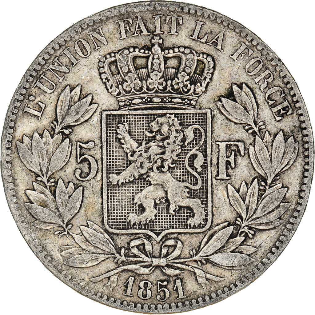 Coin, Belgium, Leopold I, 5 Francs, 5 Frank, 1851, VF(30-35), Silver, KM:17