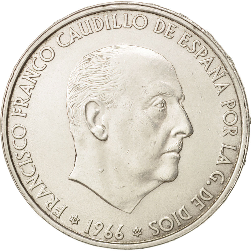 Monnaie, Espagne, Caudillo and regent, 100 Pesetas, 1966, TTB+, Argent, KM:797