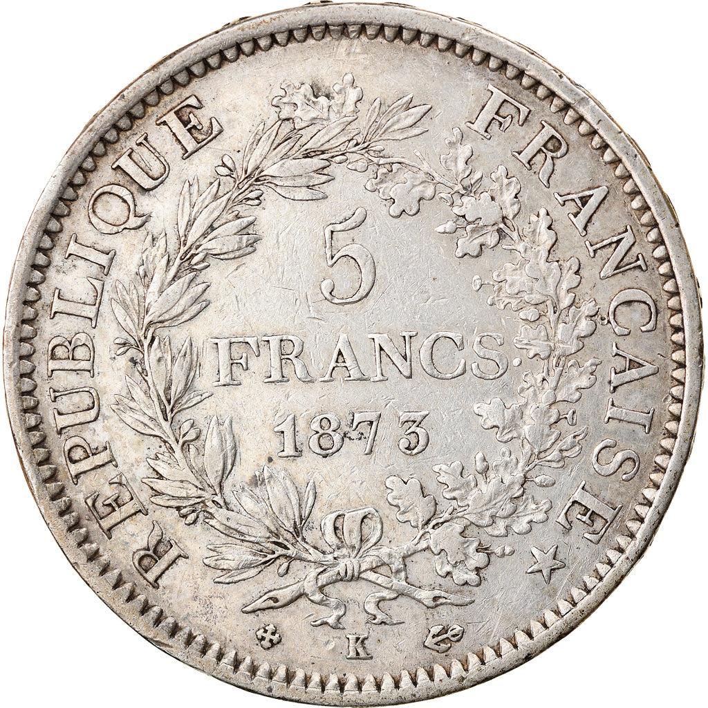 Coin, France, Hercule, 5 Francs, 1873, Bordeaux, VF(30-35), Silver, KM:820.2