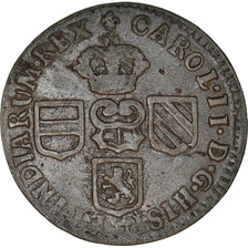 Monnaie, Pays-Bas espagnols, Flandre, Charles II, Liard, 12 Mites, 1695, Bruges