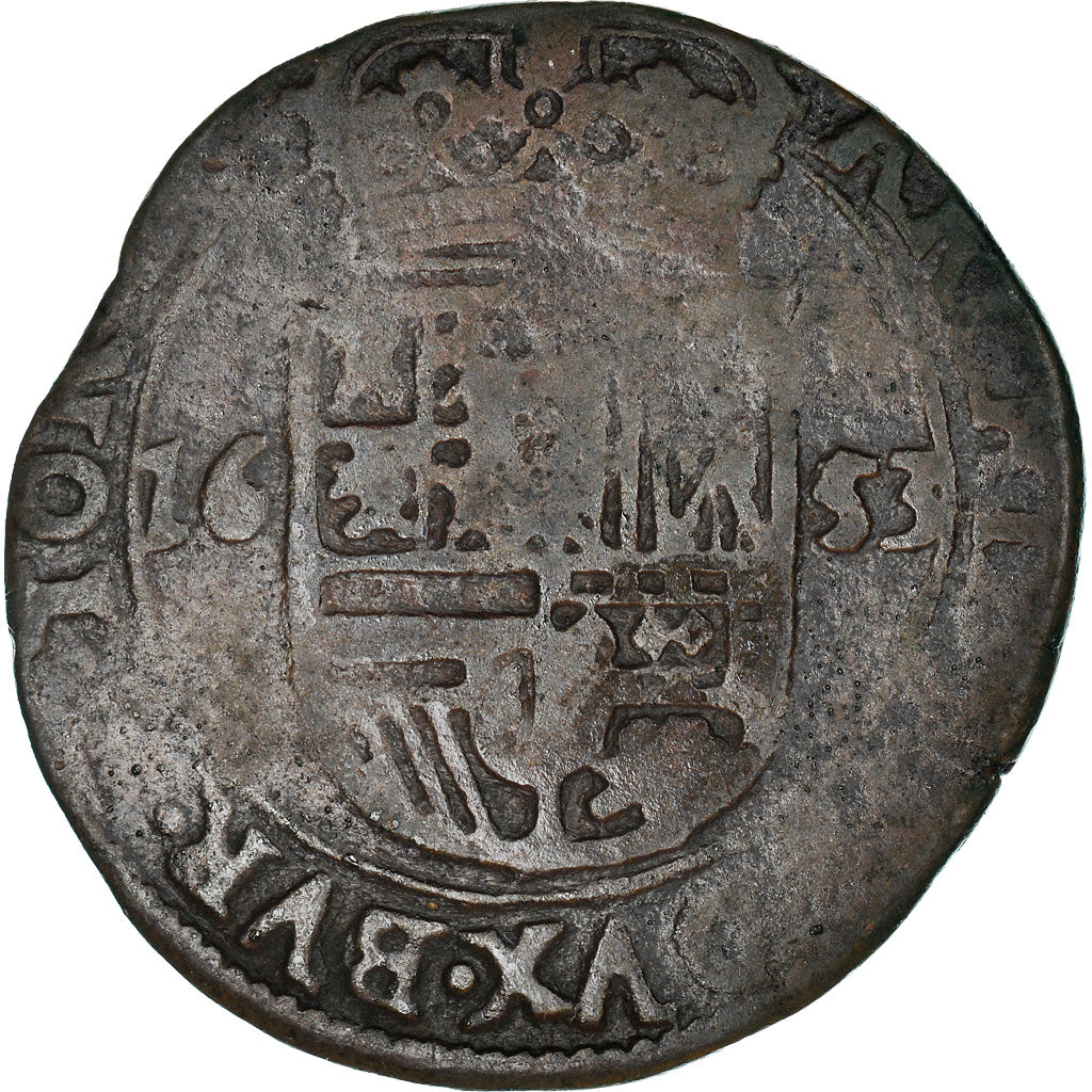 Munten, Lage Spaanse landen, TOURNAI, Filip IV, Liard, 12 Mites, 1653, Tournai