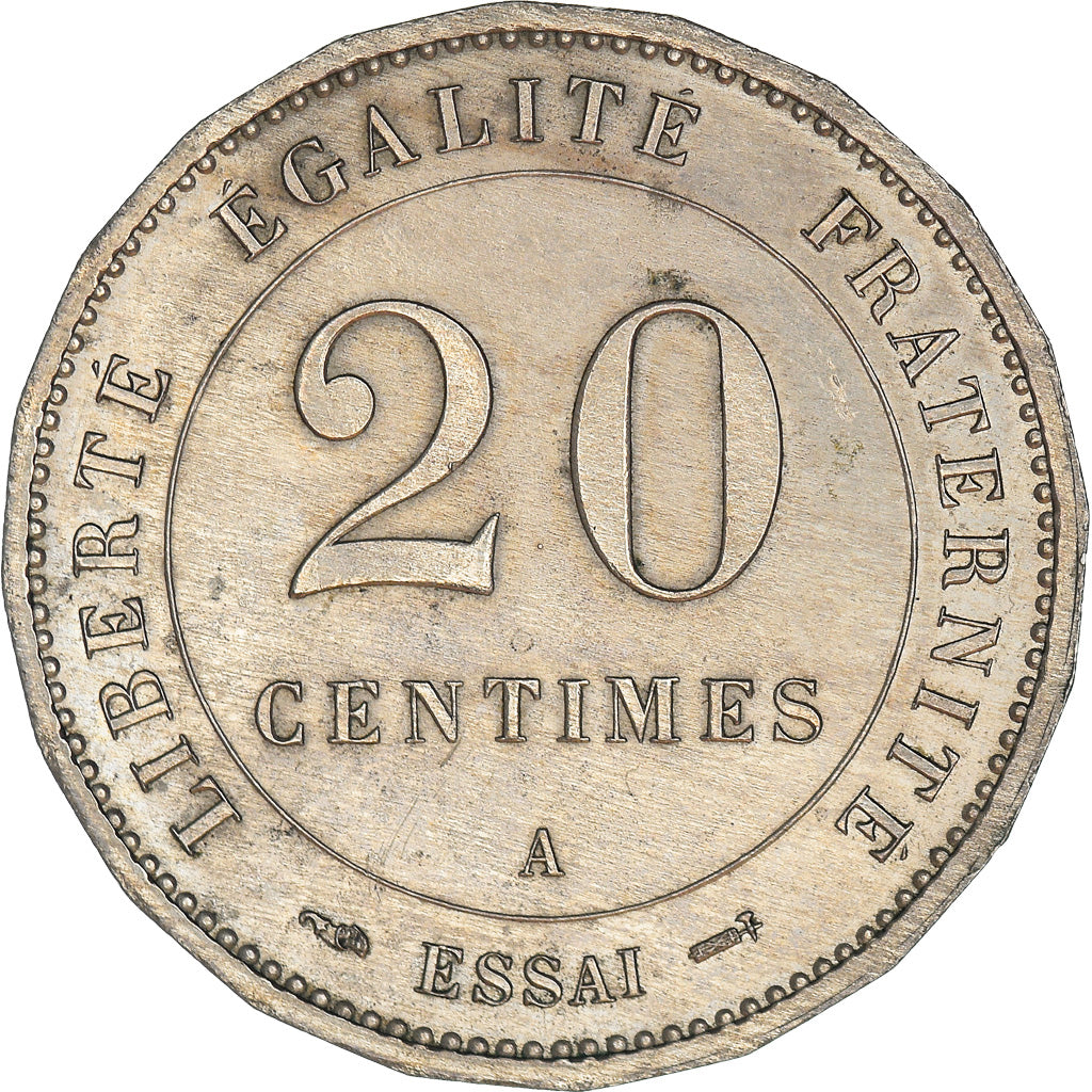 Coin, France, 20 Centimes, 1887, Paris, ESSAI, MS(60-62), Nickel, KM:E37
