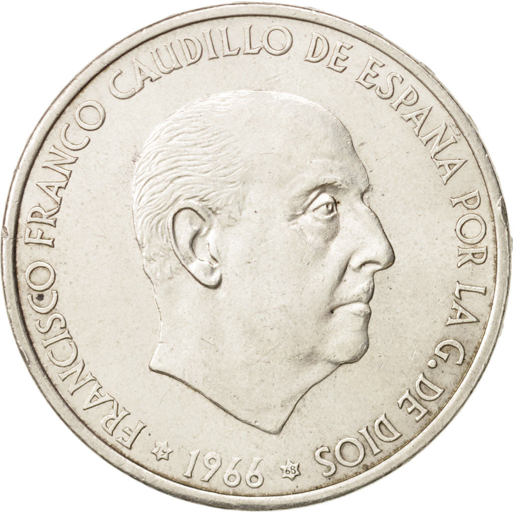 Spagna, Caudillo and regent, 100 Pesetas, 1966, SPL-, Argento, KM:797