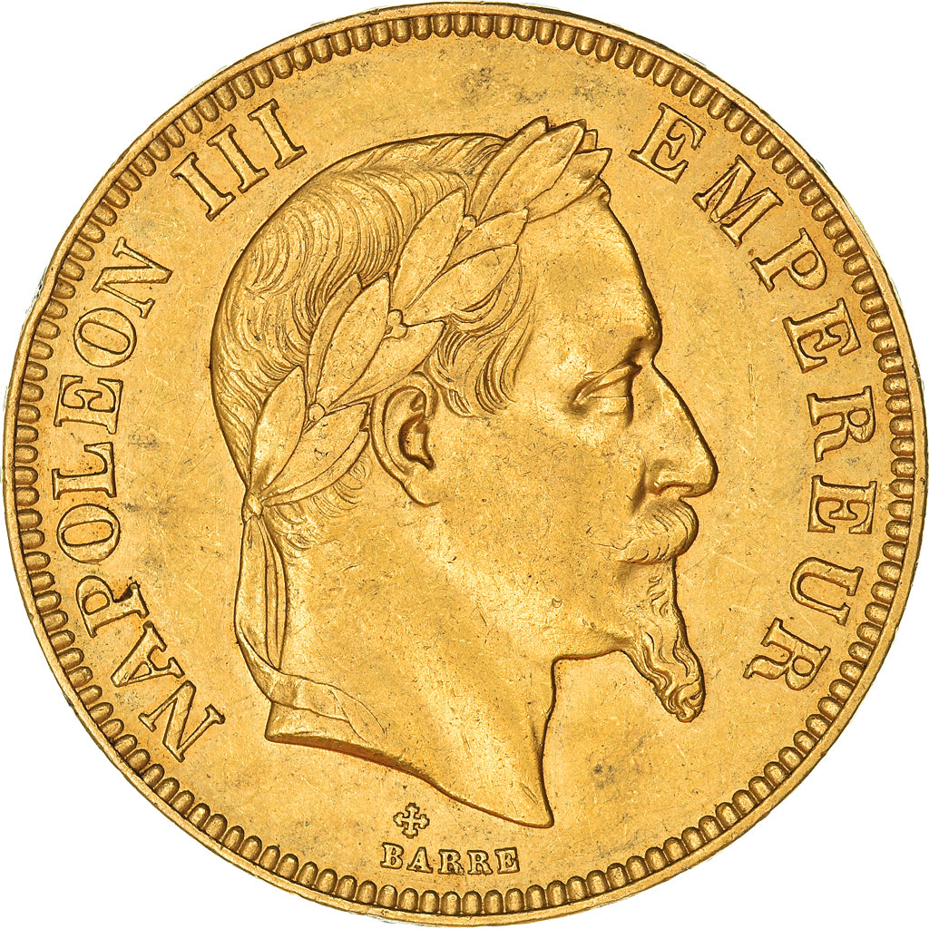 Coin, France, Napoleon III, 100 Francs, 1866, Strasbourg, EF(40-45), Gold