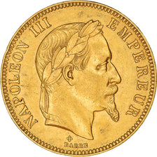Coin, France, Napoleon III, 100 Francs, 1866, Strasbourg, EF(40-45), Gold