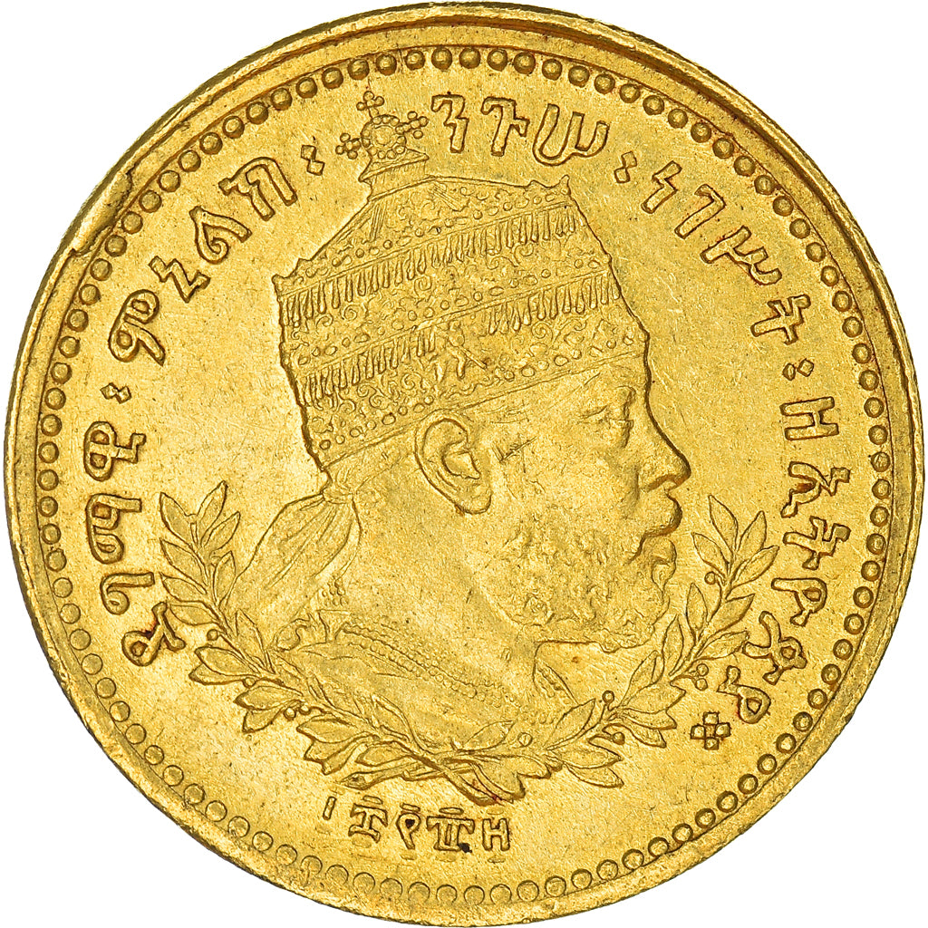 Coin, Ethiopia, Menelik II, 1/4 Werk, 1897, MS(60-62), Gold, KM:16