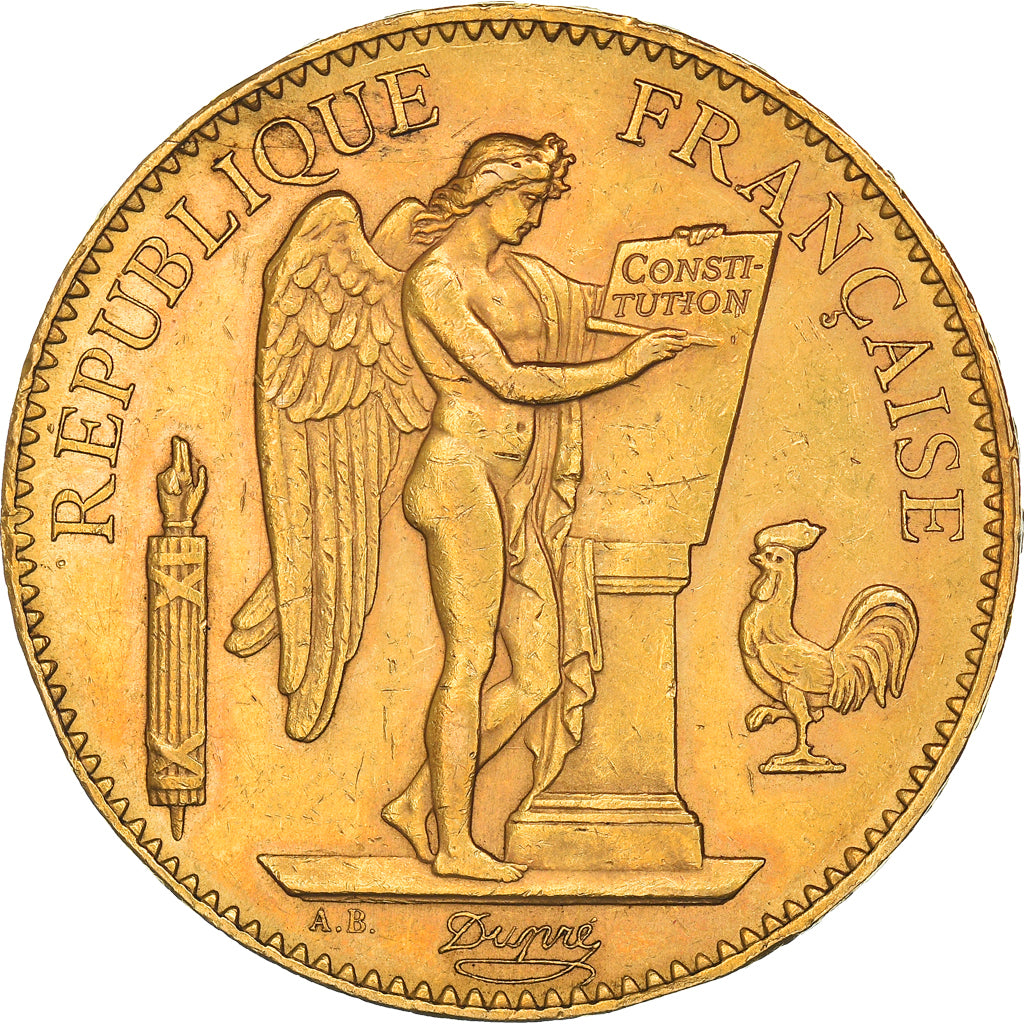 Moeda, França, Génie, 100 Francs, 1907, Paris, AU(50-53), Dourado, KM:858