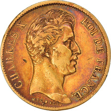 Moneda, Francia, Charles X, 40 Francs, 1829, Paris, MBC, Oro, KM:721.1