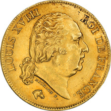 Coin, France, Louis XVIII, Louis XVIII, 40 Francs, 1818, Lille, AU(50-53), Gold