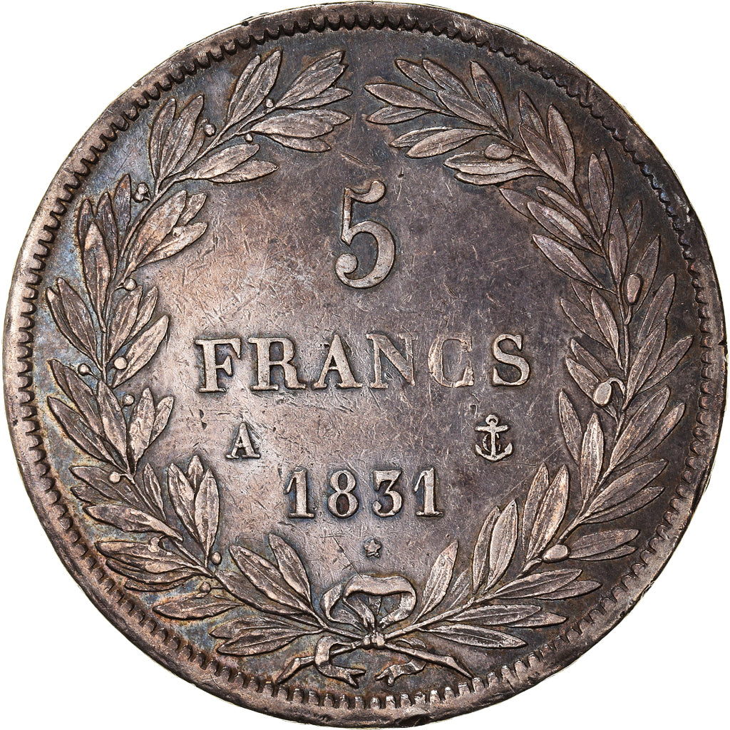 Moeda, França, Louis-Philippe, 5 Francs, 1831, Paris, EF(40-45), Prata