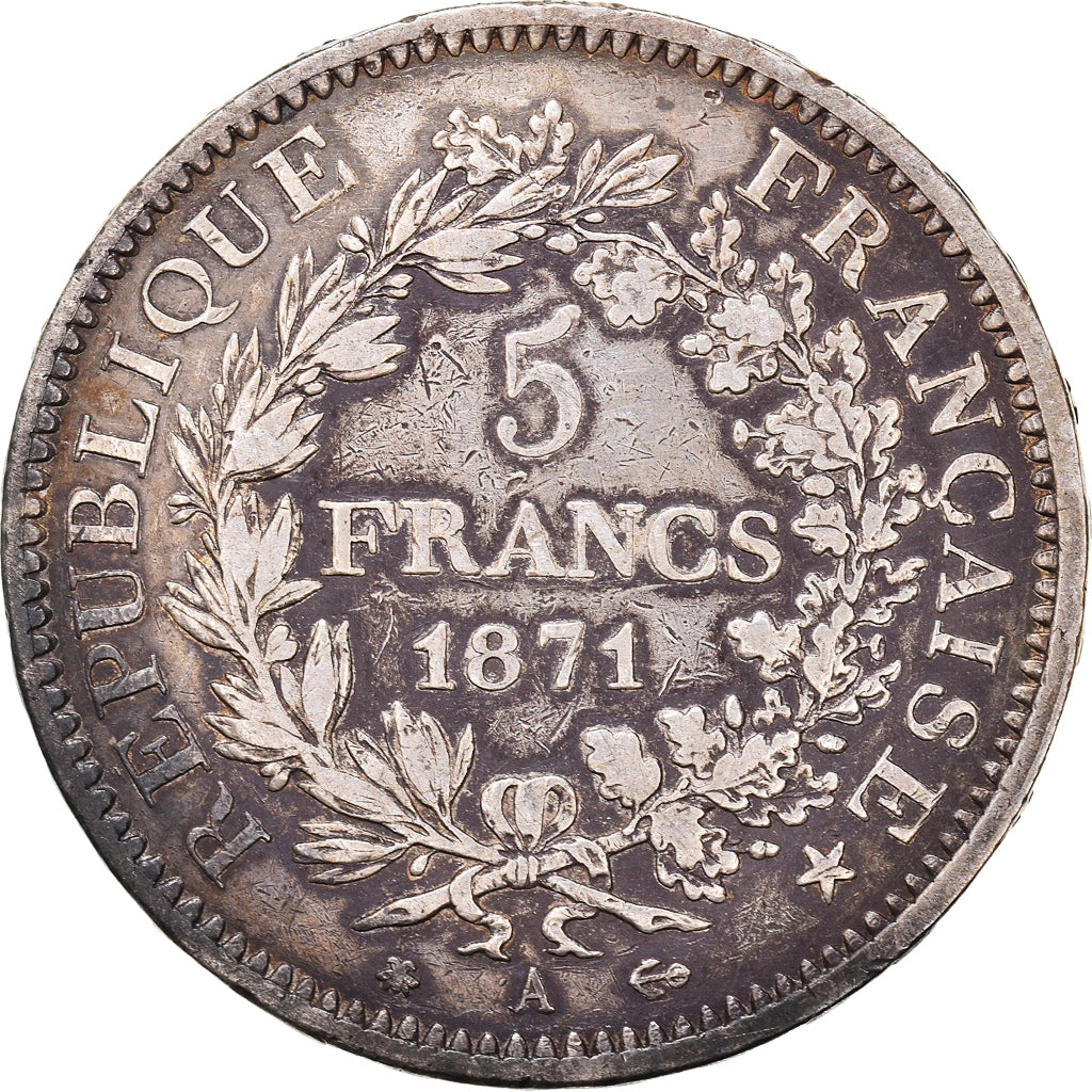 Coin, France, Hercule, 5 Francs, 1871, Paris, VF(30-35), Silver, KM:820.1