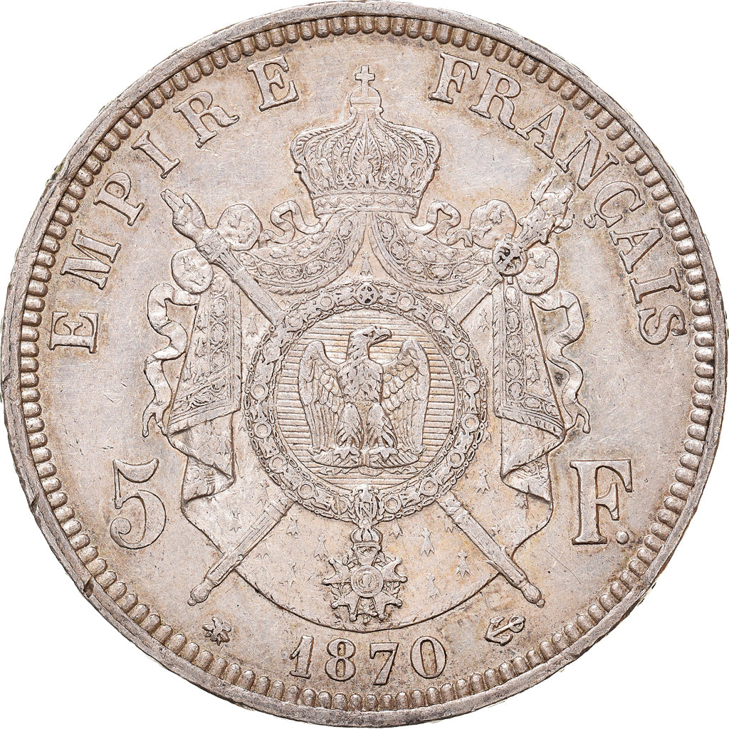 Moeda, França, Napoleon III, Napoléon III, 5 Francs, 1870, Paris, AU(50-53)