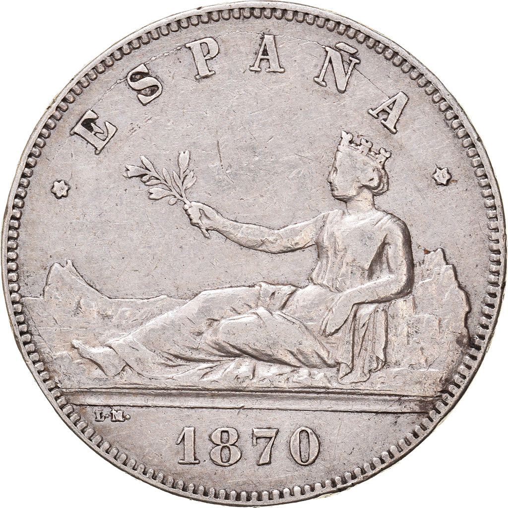 Coin, Spain, Provisional Government, 5 Pesetas, 1870, Madrid, EF(40-45), Silver
