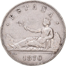 Monnaie, Espagne, Provisional Government, 5 Pesetas, 1870, Madrid, TTB, Argent
